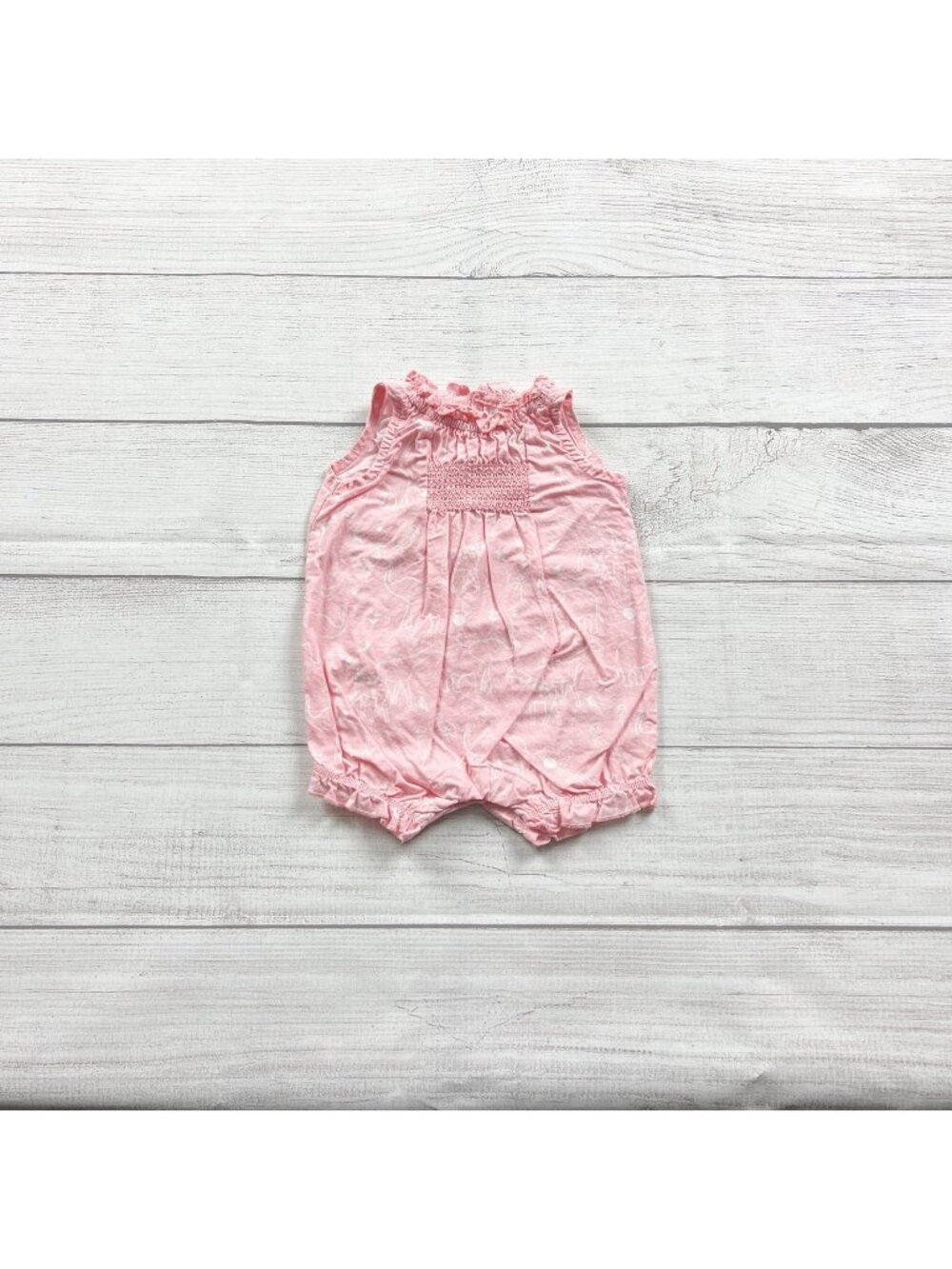 Just One You By Carter's Pink Baby Smocked Romper Elephant Print Newborn